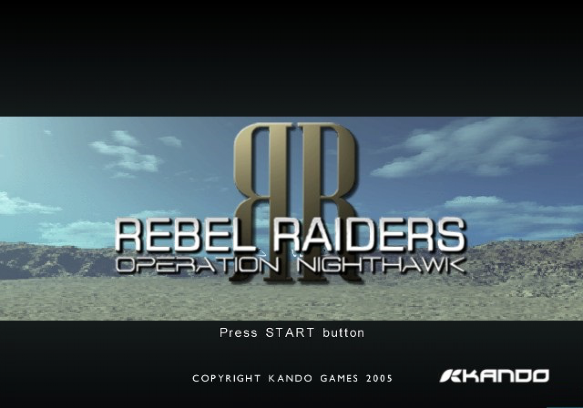 Rebel Raiders: Operation Nighthawk – PlayStation 2 (PS2) video game title page, aerial combat action game.