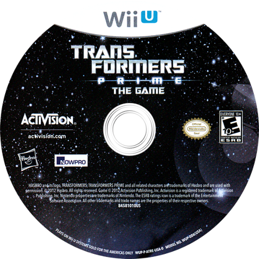 Transformers Prime disc cover art for Nintendo Wii U (WiiU) video game