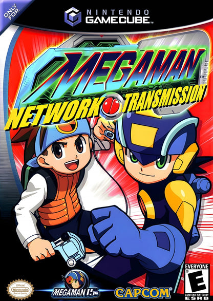 Mega Man Network Transmission GameCube GC video game, action platformer, MegaMan Battle Network series, sci-fi adventure, Nintendo GameCube title cover art 