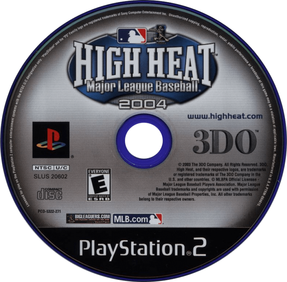 High Heat Major League Baseball 2004 disc art for Playstation 2 video game