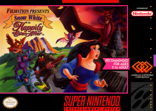 Snow White in Happily Ever After cover art for Super Nintendo Entertainment System (SNES) video game