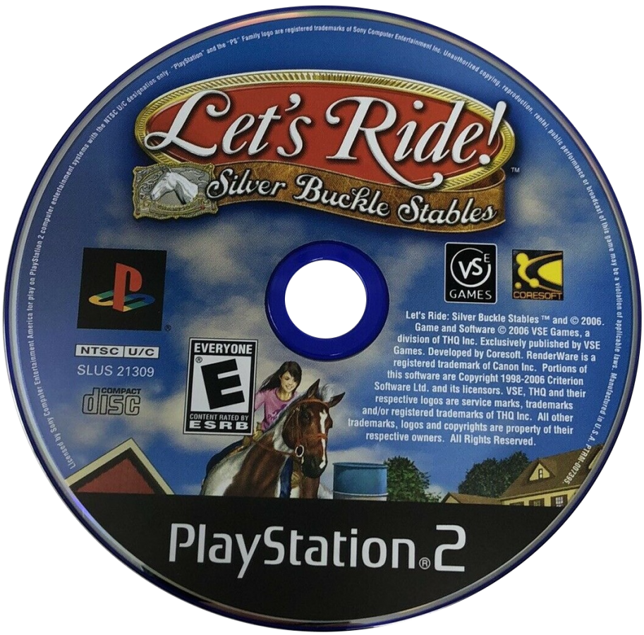 Let's Ride Silver Buckle Stables PS2 PlayStation 2 horse riding simulation game retro video game disc