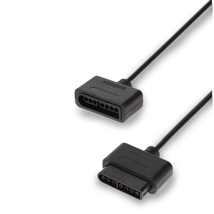 SNES Controller Extension Cable for Super Nintendo Entertainment System wired accessory extended reach longer distance gaming comfortable couch play cord ends