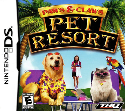 Paws & Claws Pet Resort Nintendo DS video game, animal care simulation, resort management gameplay, family-friendly handheld console title front cover