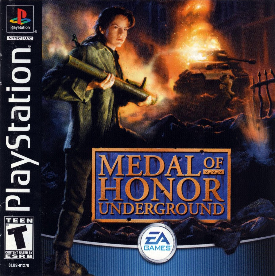 Medal of Honor Underground PS1 PlayStation 1 first person shooter World War II action game stealth combat missions historical warfare retro video game cover art