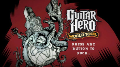 Guitar Hero: World Tour title screen for PlayStation 2 (PS2) video game