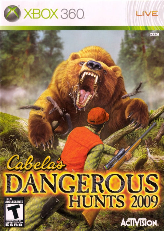 Cabela's Dangerous Hunts 2009 Xbox 360 for retro video game enthusiasts featuring first person hunting gameplay dangerous wildlife encounters tracking mechanics outdoor survival elements realistic environments challenging hunting missions and collectible gaming appeal front cover