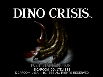 Dino Crisis PlayStation 1 survival horror game Regina and dinosaurs third-person combat puzzle solving futuristic setting title screen