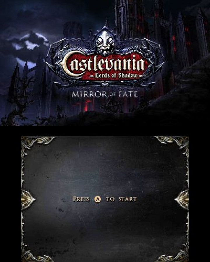 Castlevania: Mirror of Fate home screen for Nintendo 3DS (3DS) action adventure video game