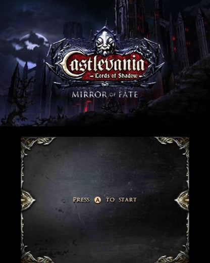 Castlevania: Mirror of Fate home screen for Nintendo 3DS (3DS) action adventure video game