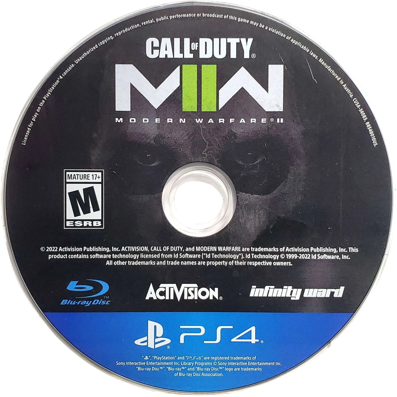 Call of Duty: Modern Warfare II disc for PlayStation 4 (PS4) first-person shooter video game