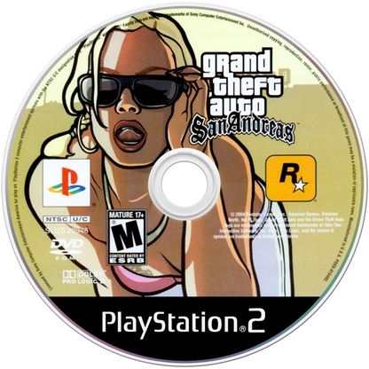 Grand Theft Auto San Andreas PlayStation 2 open-world action-adventure video game Rockstar Games CJ Carl Johnson returning home Los Santos San Fierro Las Venturas gang warfare missions exploration vehicle hijacking customization RPG elements 90s setting crime saga disc