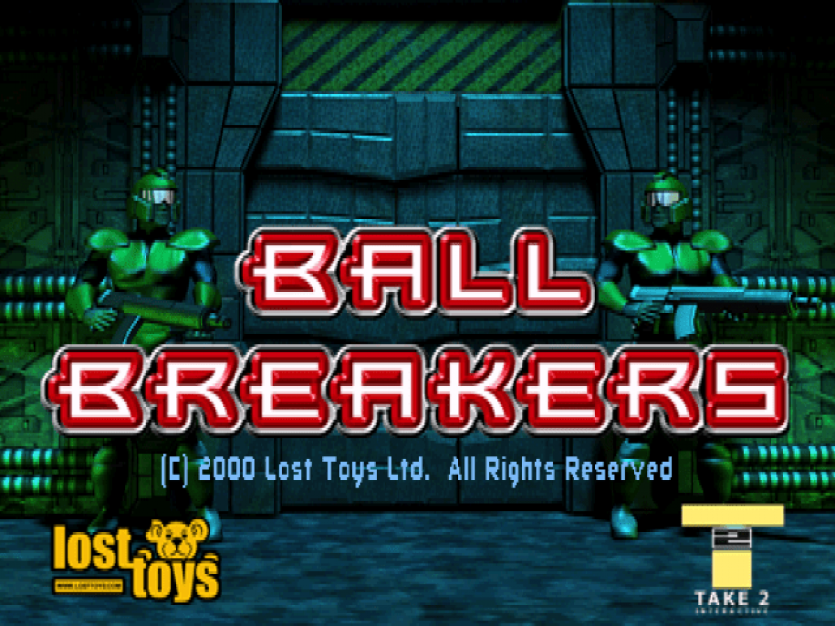 Ball Breakers home screen for PlayStation 1 (PS1) retro arcade style video game