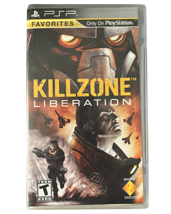 Syphon Filter Logans Shadow Killzone Liberation Dual Pack PSP Sony PlayStation Portable twin pack action shooter stealth espionage tactical combat third person shooter sci fi military FPS style handheld gaming Bend Studio Guerrilla Games PSP software video game title front cove 
