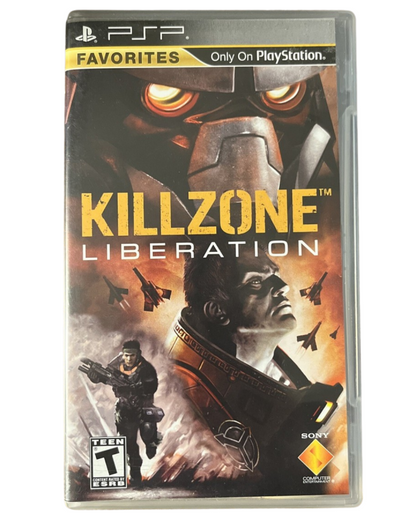 Syphon Filter Logans Shadow Killzone Liberation Dual Pack PSP Sony PlayStation Portable twin pack action shooter stealth espionage tactical combat third person shooter sci fi military FPS style handheld gaming Bend Studio Guerrilla Games PSP software video game title front cove 