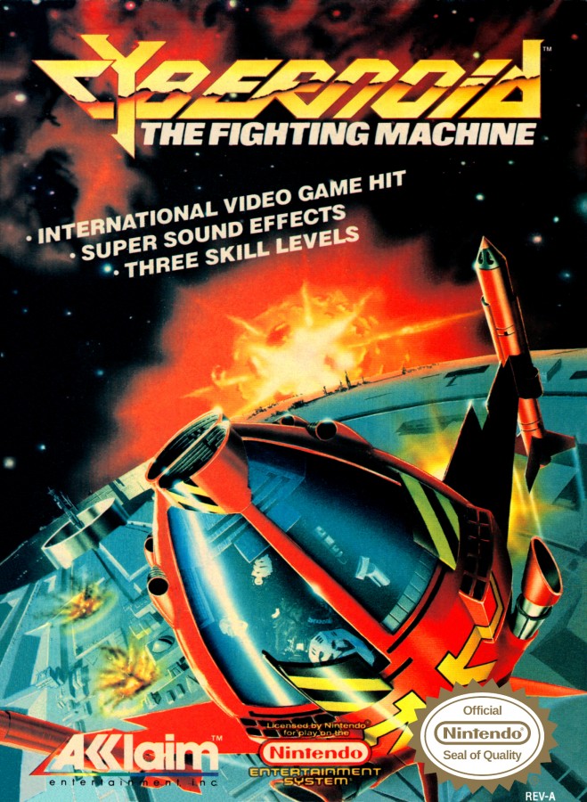 Cybernoid The Fighting Machine Nintendo Entertainment System NES for retro video game enthusiasts featuring side scrolling shoot em up gameplay futuristic spacecraft combat challenging enemy waves powerful weapon upgrades sci fi arcade action and collectible gaming appeal front cover