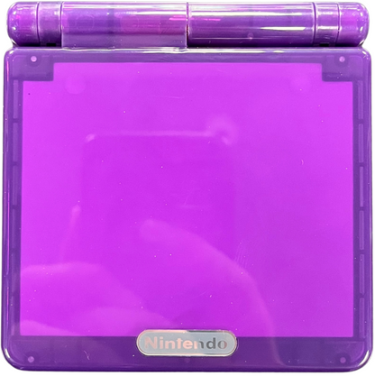 Retro GBA SP custom shell IPS mod inspired design featuring upgraded Nintendo handheld gaming console aesthetic vibrant custom housing backlit IPS display rechargeable clamshell portable system nostalgic retro gaming hardware presentation top shell