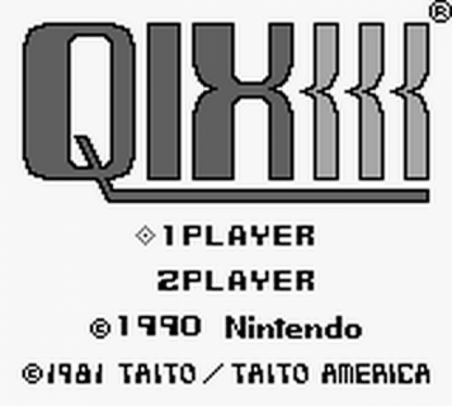Qix title screen for Game Boy (GB) video game