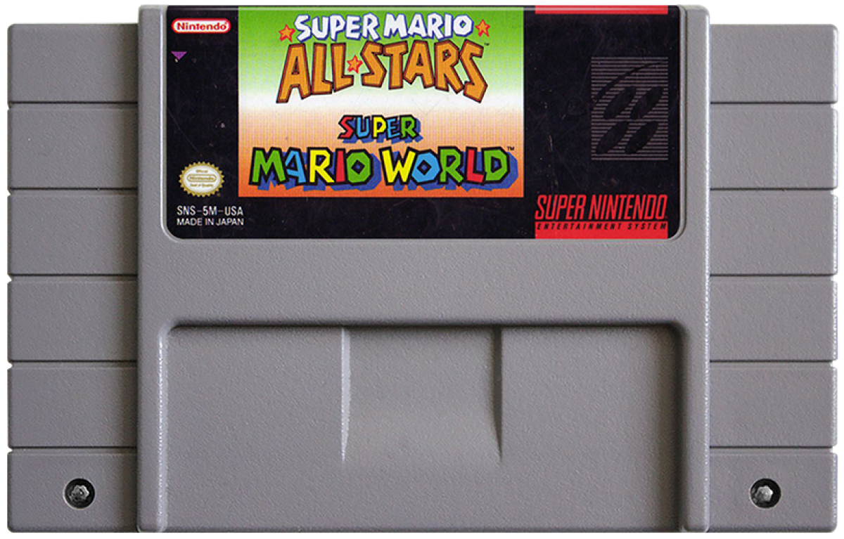 Super Mario All-Stars / Super Mario World cartridge for Super Nintendo Entertainment System (SNES) retro video game