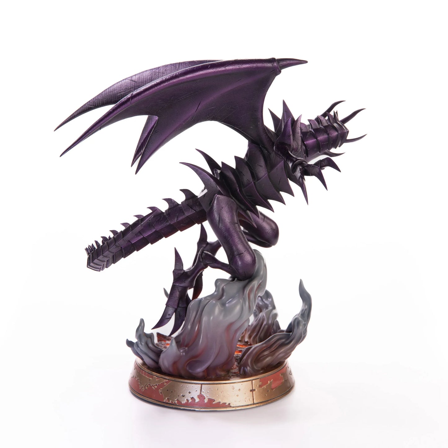 Red Eyes Black Dragon 13" Statue Purple Variant – Figure. Side view of statue