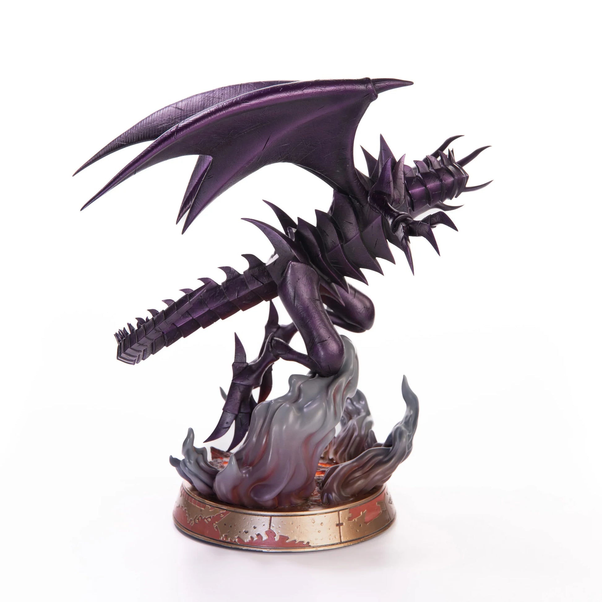 Red Eyes Black Dragon 13" Statue Purple Variant – Figure. Side view of statue