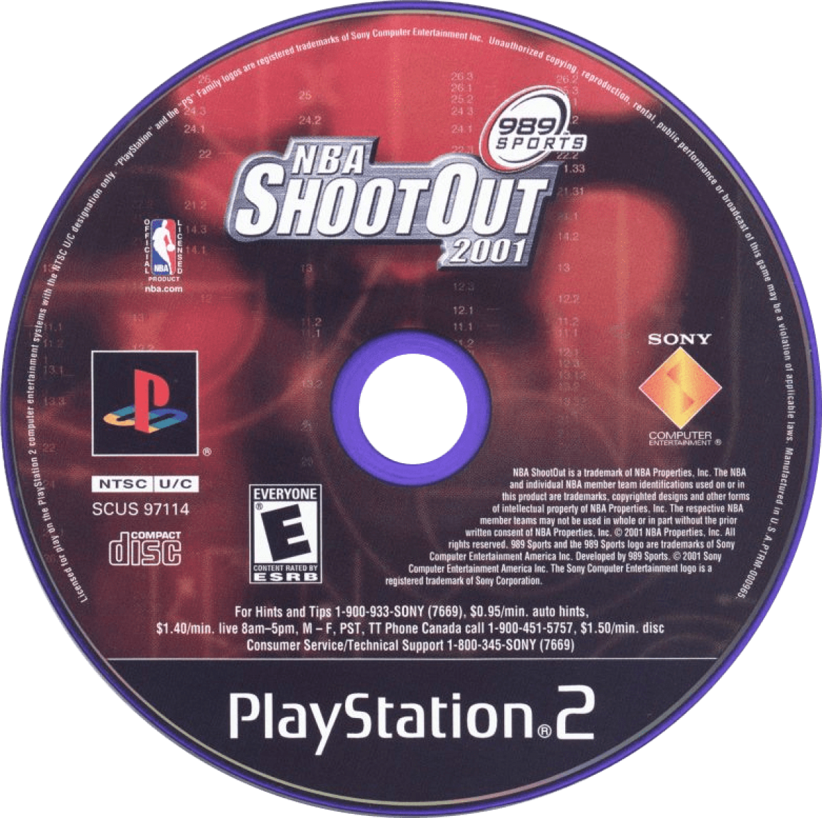 NBA ShootOut 2001 – PlayStation 2 (PS2) basketball sports video game disc