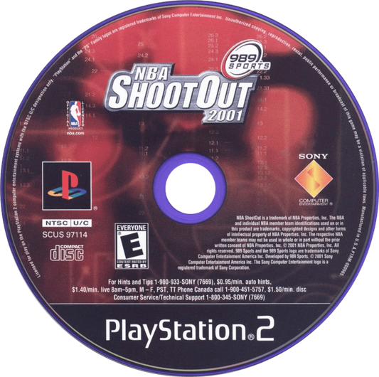 NBA ShootOut 2001 – PlayStation 2 (PS2) basketball sports video game disc