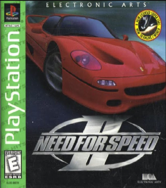Need for Speed II Greatest Hits PlayStation 1 PS1 video game, arcade racing, exotic sports cars, classic racing gameplay, retro console title front cover