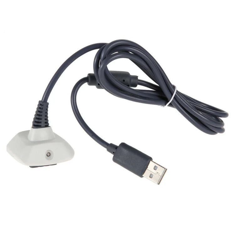 White controller charging cable for Microsoft Xbox 360 gamepad power accessory charging cord