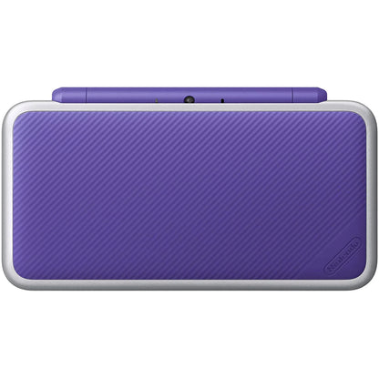 Retro Purple New Nintendo 2DS XL handheld console aesthetic featuring dual screen portable gaming system vibrant purple shell compact foldable design Nintendo handheld nostalgia collectible gaming hardware style closed view