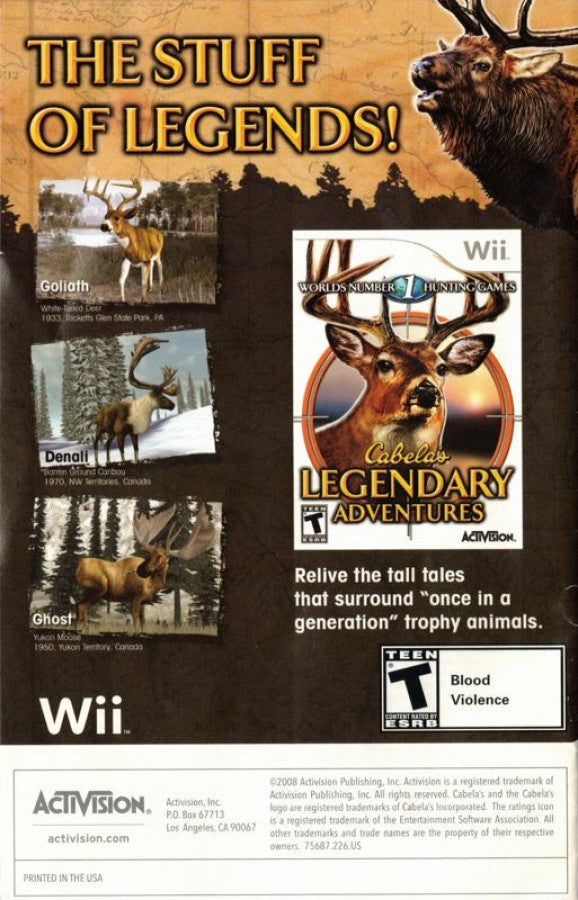 Cabela's Dangerous Hunts 2009 manual back cover art for Nintendo Wii (Wii) video game