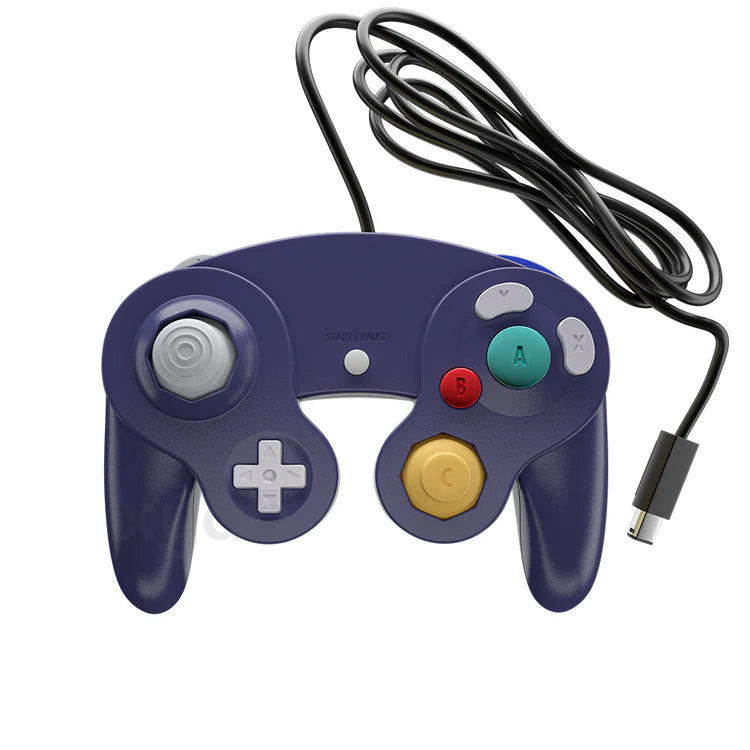XYAB brand indigo Nintendo GameCube wired controller retro gaming accessory
