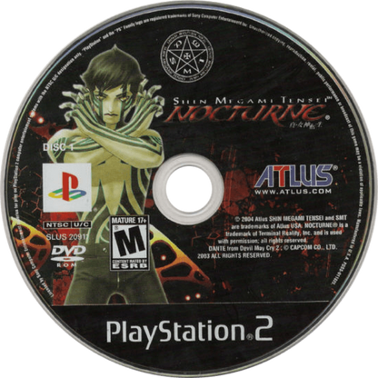 Shin Megami Tensei Nocturne PlayStation 2 PS2 for role playing video game fans featuring turn based combat demon recruitment and fusion post apocalyptic Tokyo exploration challenging dungeon crawling strategic gameplay deep storytelling iconic Atlus JRPG adventure collectible gaming appeal disc