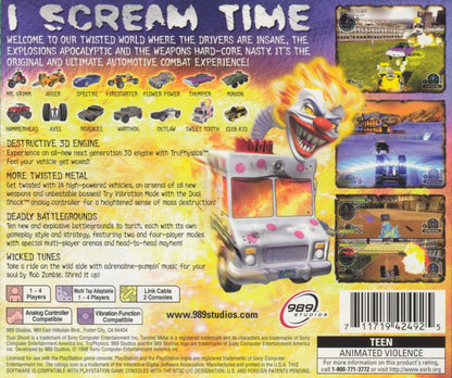 Twisted Metal III [Greatest Hits] back cover art for PlayStation 1 (PS1) video game 