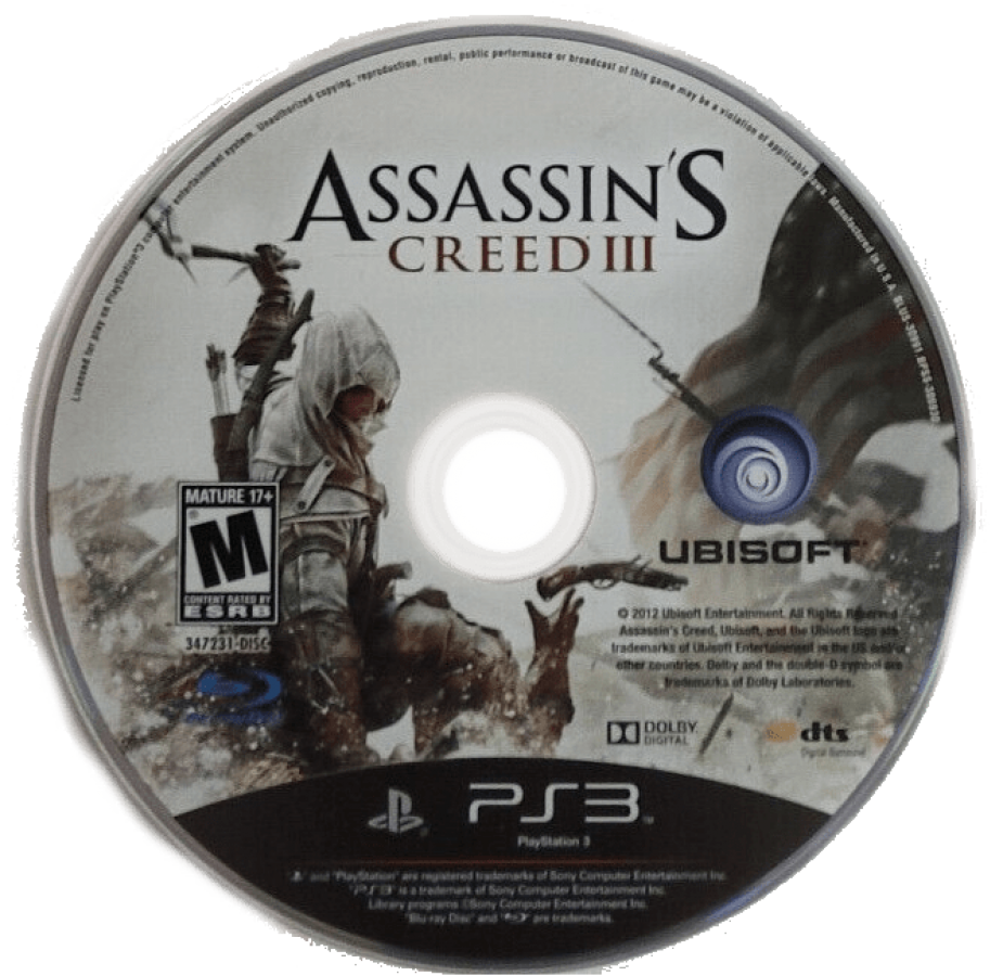 Assassin's Creed III disc for PlayStation 3 (PS3) video game