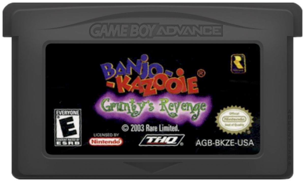 Banjo Kazooie Grunty's Revenge Game Boy Advance GBA video game featuring action platforming gameplay Banjo and Kazooie adventure colorful worlds enemy battles puzzle solving collectible items and classic handheld Nintendo gameplay retro video game collection collectible gaming appeal cartridge