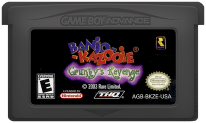 Banjo Kazooie Grunty's Revenge Game Boy Advance GBA video game featuring action platforming gameplay Banjo and Kazooie adventure colorful worlds enemy battles puzzle solving collectible items and classic handheld Nintendo gameplay retro video game collection collectible gaming appeal cartridge