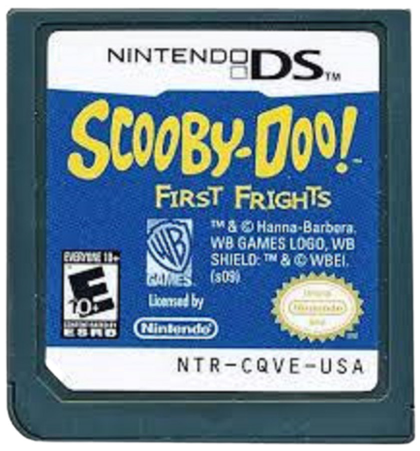 Scooby Doo First Frights retro Nintendo DS video game Scooby Doo mystery solving adventure cartoon action cooperative gameplay spooky monsters family friendly handheld console title Nintendo DS release cartridge
