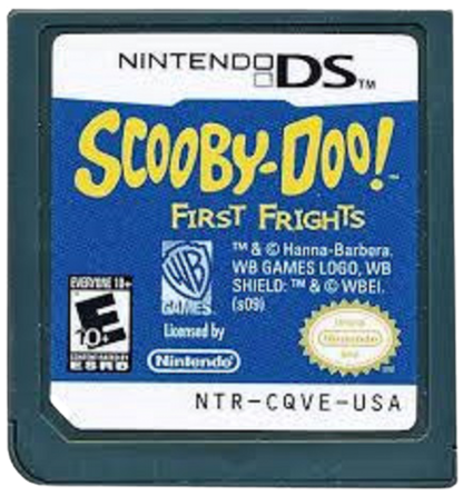 Scooby Doo First Frights retro Nintendo DS video game Scooby Doo mystery solving adventure cartoon action cooperative gameplay spooky monsters family friendly handheld console title Nintendo DS release cartridge