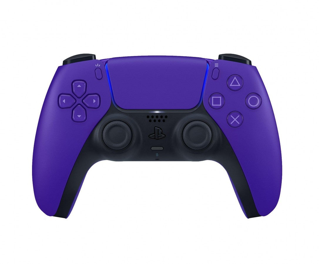 Galactic Purple DualSense Wireless Controller PlayStation 5 PS5 for gaming enthusiasts featuring vibrant purple finish immersive haptic feedback adaptive trigger technology ergonomic controller design wireless connectivity responsive controls and collectible gaming appeal front