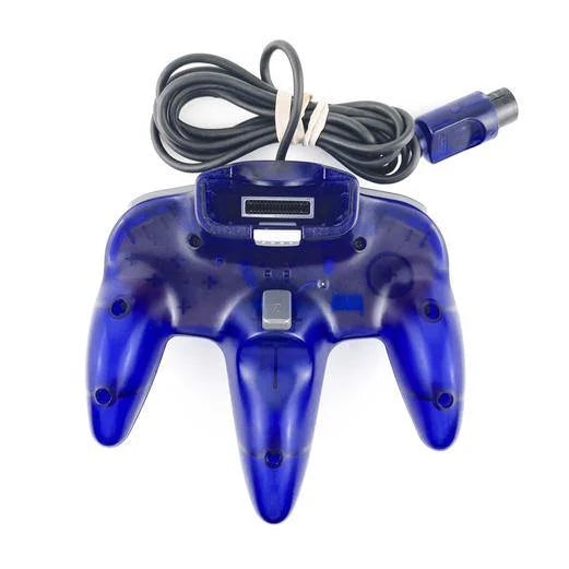 Back view of official grape Nintendo 64 controller wired gaming accessory