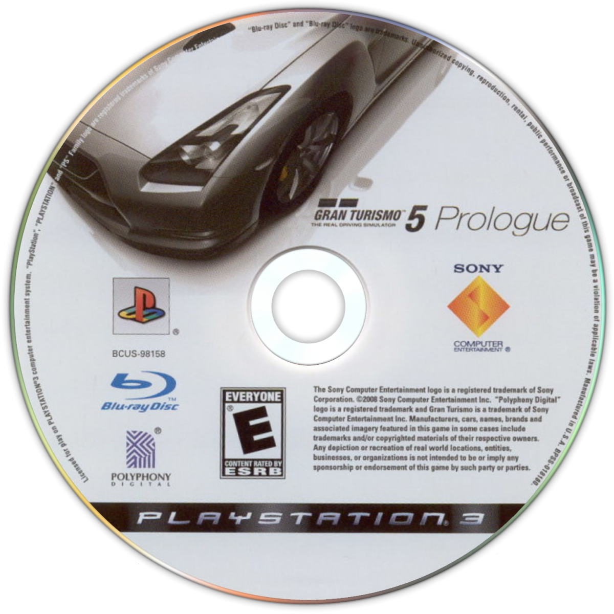 Gran Turismo 5: Prologue disc art for PlayStation 3 (PS3) video game