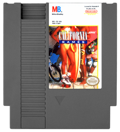 California Games retro NES video game California Games sports extreme sports surfing skateboarding BMX roller skating multiplayer arcade gameplay classic console title Nintendo Entertainment System release cartridge