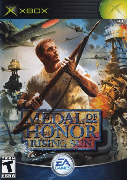 Medal of Honor Rising Sun Xbox Original game case featuring World War II action shooter cover art