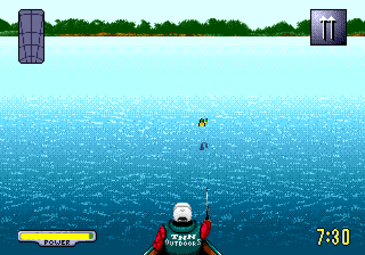 TNN Outdoors Bass Tournament 96 retro Sega Genesis video game featuring fishing tournament gameplay, competitive bass fishing challenges, sports simulation action and classic Genesis entertainment - gameplay