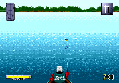 TNN Outdoors Bass Tournament 96 retro Sega Genesis video game featuring fishing tournament gameplay, competitive bass fishing challenges, sports simulation action and classic Genesis entertainment - gameplay