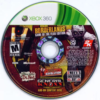 Borderlands [Game of the Year Edition] disc 2 for Xbox 360 (X360) first-person shooter role-playing video game