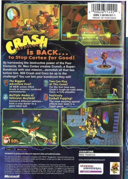 Crash Bandicoot: The Wrath of Cortex [Platinum Hits] action adventure game back cover art