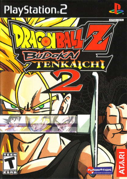 Dragon Ball Z Budokai Tenkaichi 2 PlayStation 2 PS2 3D fighting action video game massive character roster destructible environments beam struggles transformations flying combat Dragon Dash mechanic story mode covering Saiyan to Buu sagas front cover