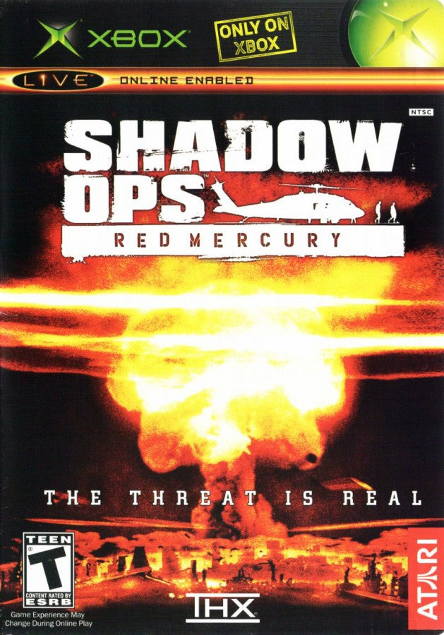 Shadow Ops: Red Mercury retro Xbox video game Shadow Ops Red Mercury military first person shooter tactical combat modern warfare mission based FPS console title Xbox release cover art